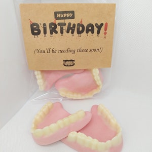Gummy Dentures: Funny Birthday Gag Gift, Old Age Joke Teeth