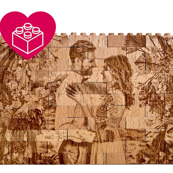 personalisiertes Wooden Bricks Puzzle Geschenk - Baustein Holzpuzzle