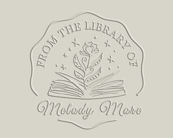 Embosser de livre personnalisé avec votre nom , Floral Library Embosser , de l’embosseur de bibliothèque, timbre de bibliothèque personnalisé, cadeau d’amateur de livres