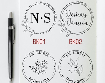 Book embossing custom with your name, flower gardener library embossing, personalized library stamps, gift for book lovers