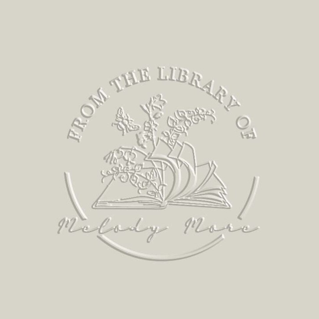 Book Embossing Custom With Your Name, Flower Gardener Library Embossing