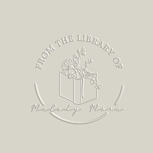 Boekreliëf met uw naam, reliëfdruk in de vorm van een bloementuinierbibliotheek, gepersonaliseerde bibliotheekstempels, cadeau voor boekenliefhebbers
