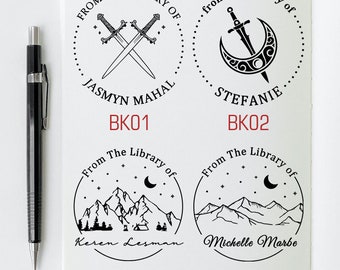 Book embosser custom with your name , Mountain Library Embosser , from the library embosser, personalized library stamp, book lover gift