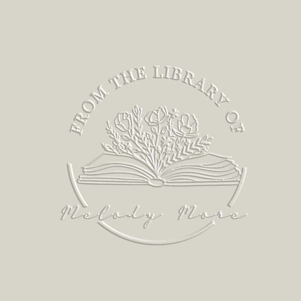 Libro en relieve personalizado con su nombre, grabado en relieve de la biblioteca del jardinero de flores, sellos de biblioteca personalizados, regalo para los amantes de los libros