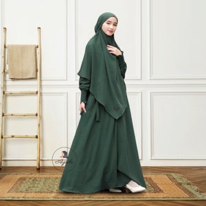 Abaya Long Khimar Niqab with Maxi Dress One Set YASMIN SERIES | Hijab Khimar Abaya Set | Jilbab Islamic Dress Muslim Women AYACLO