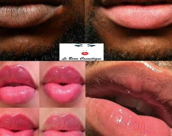 Verhelderende roze lippencrème en aardbeien- en kokossuikerscrub voor donkere lippen