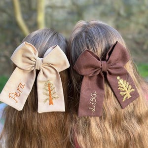 Name Hand Embroidered Hair Bow - Custom Name Bow - Hair Bow - Three Hair Bow - Kids Hair Clips - Children’s Hair Bow Clip - Baby Hair Bow