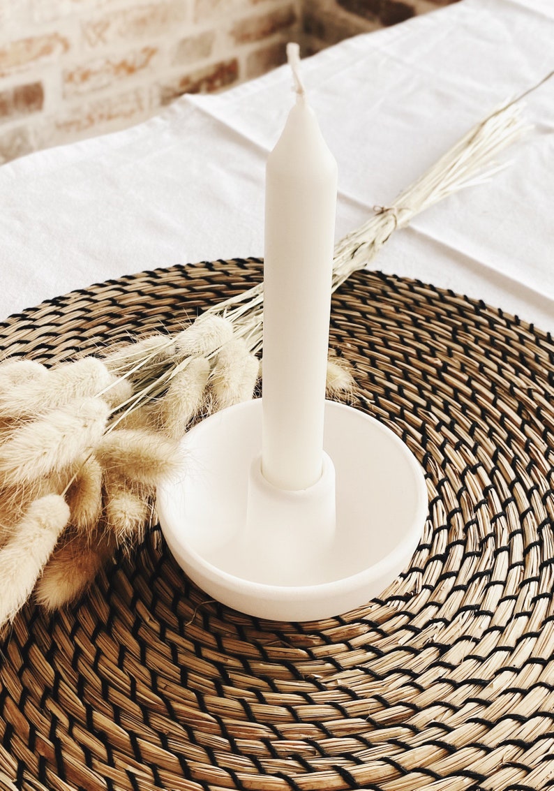 Handmade candle bowl White candle holder Decorative bowl in Scandistyle Boho Look image 4