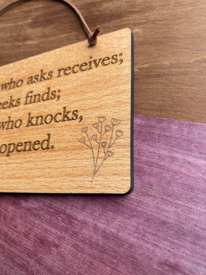 Matthew 7:8 Wooden Plaque. Laser Engraved. Religious Gift. - Etsy