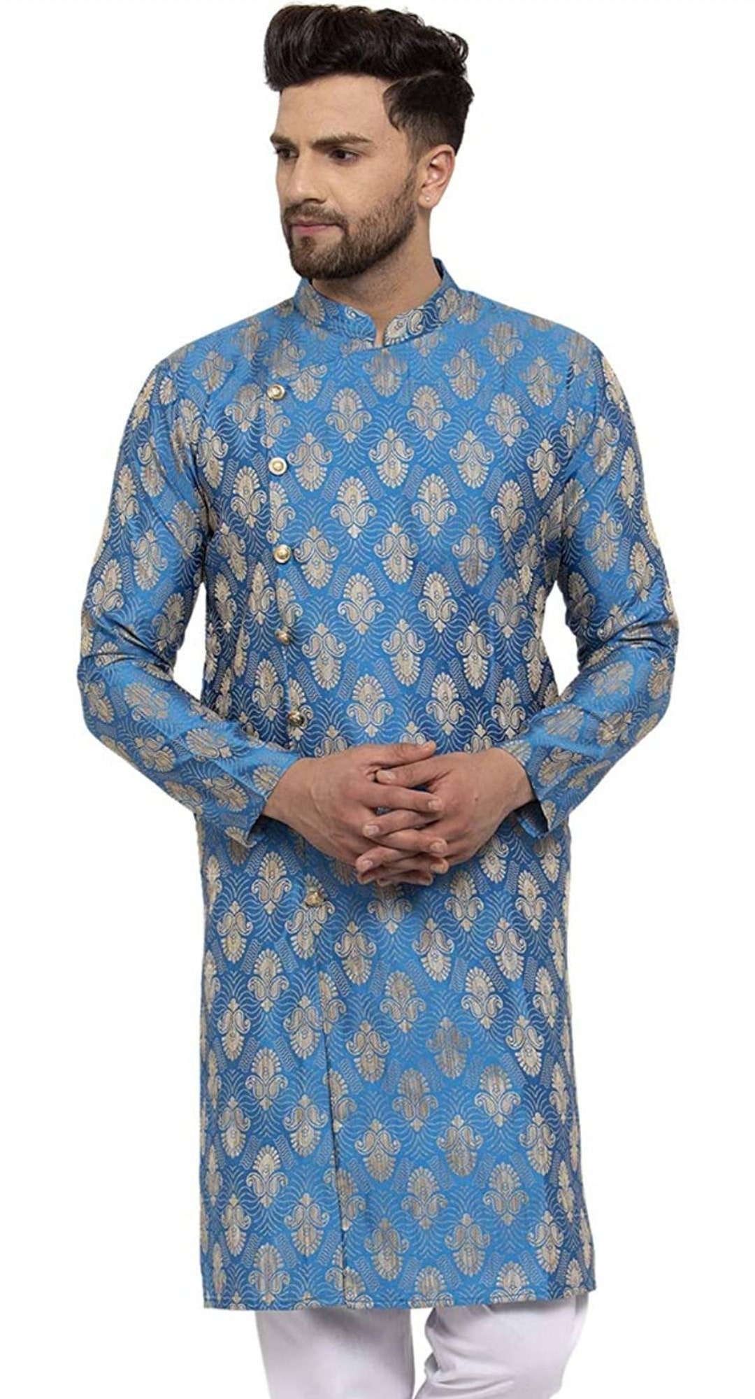 Mens Designer Indian Wear Printed Jacquard Silk Kurta / Mens Etsy