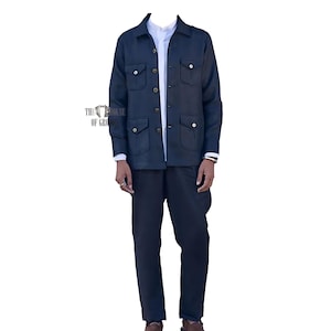 Steam Punk Safari Suit, Black Premium Linen Safari Suit, Explorer Suit Pure Linen Regular Safari Suit for Men Gift For Him.