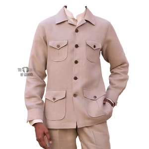 Steam Punk Safari Suit, Beige Premium Linen Safari Suit, Explorer Suit Pure Linen Regular Safari Suit for Men Gift For Him.