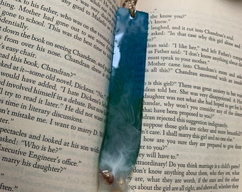 Resin Handmade Bookmark in Ocean design , Initial bookmark , personalized bookmark .