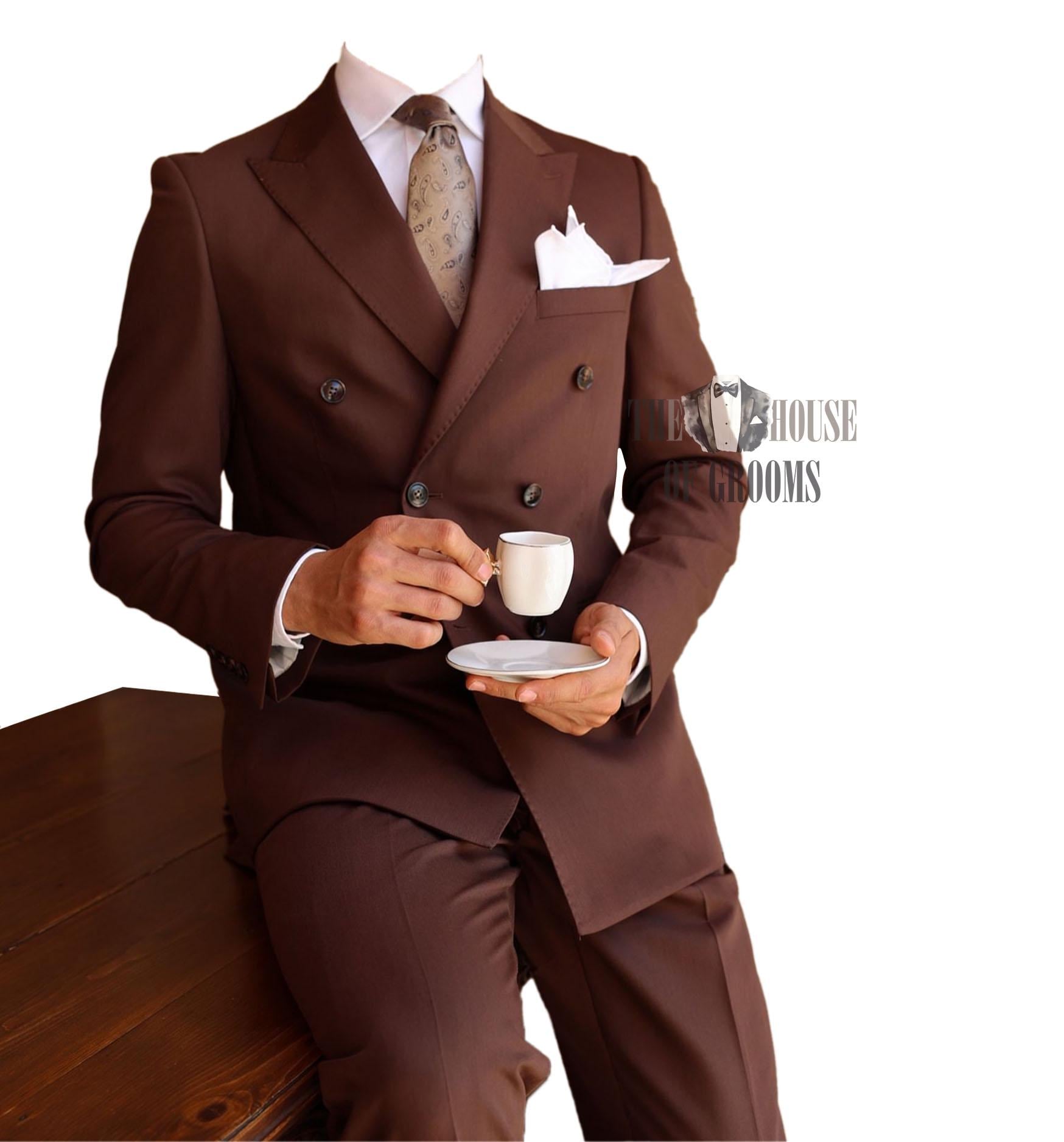 スーツ Double-breasted setup & shirt & tie Wangyue Double Breasted Pinstripe Men Suits 2 Piece Black