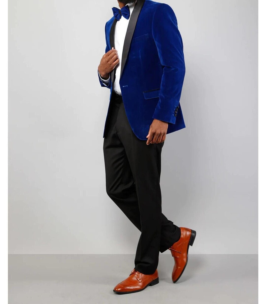 Blue Plaid 2 Piece Bet Fited Dinner Suit for Men main image 1