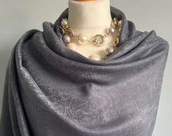Écharpe pashmina en cachemire et soie gris cendré clair graphite, châle de mariage en soie, écharpe chaude, luxueux foulard large Royaume-Uni
