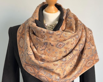 Brown Cashmere Blend Pashmina: Winter Wedding Warm Shawl, Evening Shoulder Wrap,