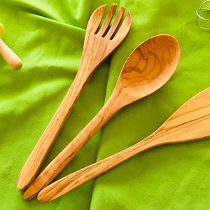 Personalized Kitchen Utensils Wooden Kitchen Utensils Set Olive Wood,Wooden Utensils for Cooking 11,8&quot; Utensils Set,Cooking Mothers Day Gift