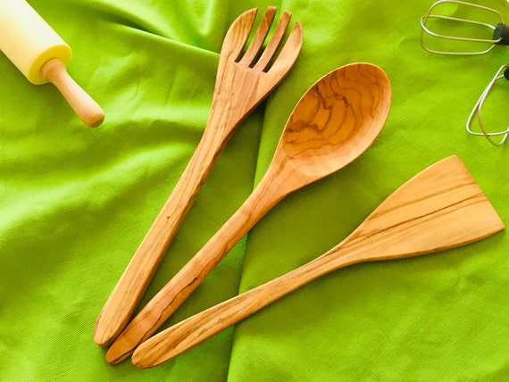 Personalized Kitchen Utensils Wooden Kitchen Utensils Set Olive