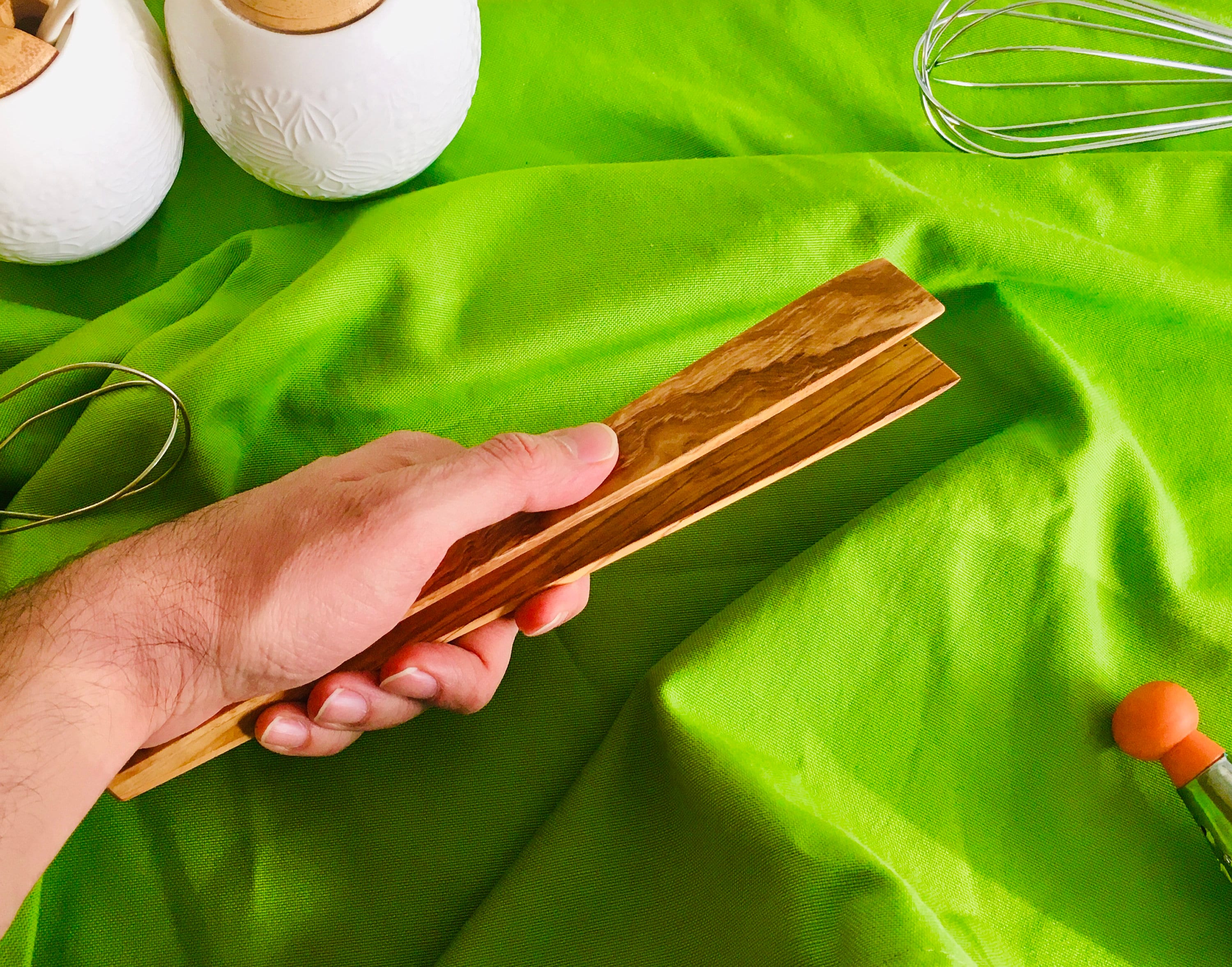 Big Handmade Wooden Bowl and Tongs Set for Salad and Fruit, Handcarved
