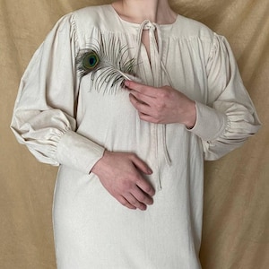 Long 18th Century Inspired Chemise “Pirate” - Linen Shirt/Blouse With Puffy Sleeves - Historical Unisex Chemise - Victorian, Renaissance