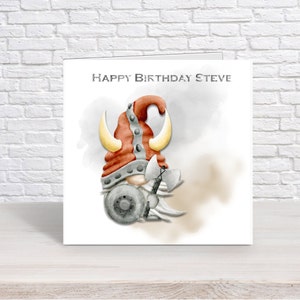 Gnome Gonk Viking gepersonaliseerde verjaardagskaart l Noordse Noorse verjaardag l broer I vader ik beste vriend I elke naam | elke leeftijd: