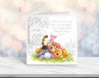 Personalised Pooh Bear friends Birthday card l Best Friends l Winnie the Pooh l any verse or message l Free personalising 6 or 8" card