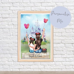 Impressão personalizada de melhores amigos da Disney-land Paris SEM MOLDURA l Presente Disney l Melhores amigas I Irmã e filha I Melhores amigas