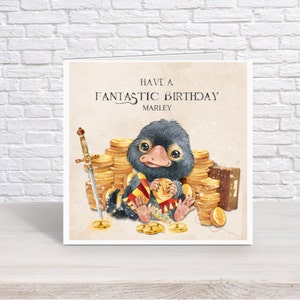 Tarjeta de cumpleaños personalizada de ornitorrinco mago / Tarjeta de felicitación hecha a mano para cualquier edad y cita