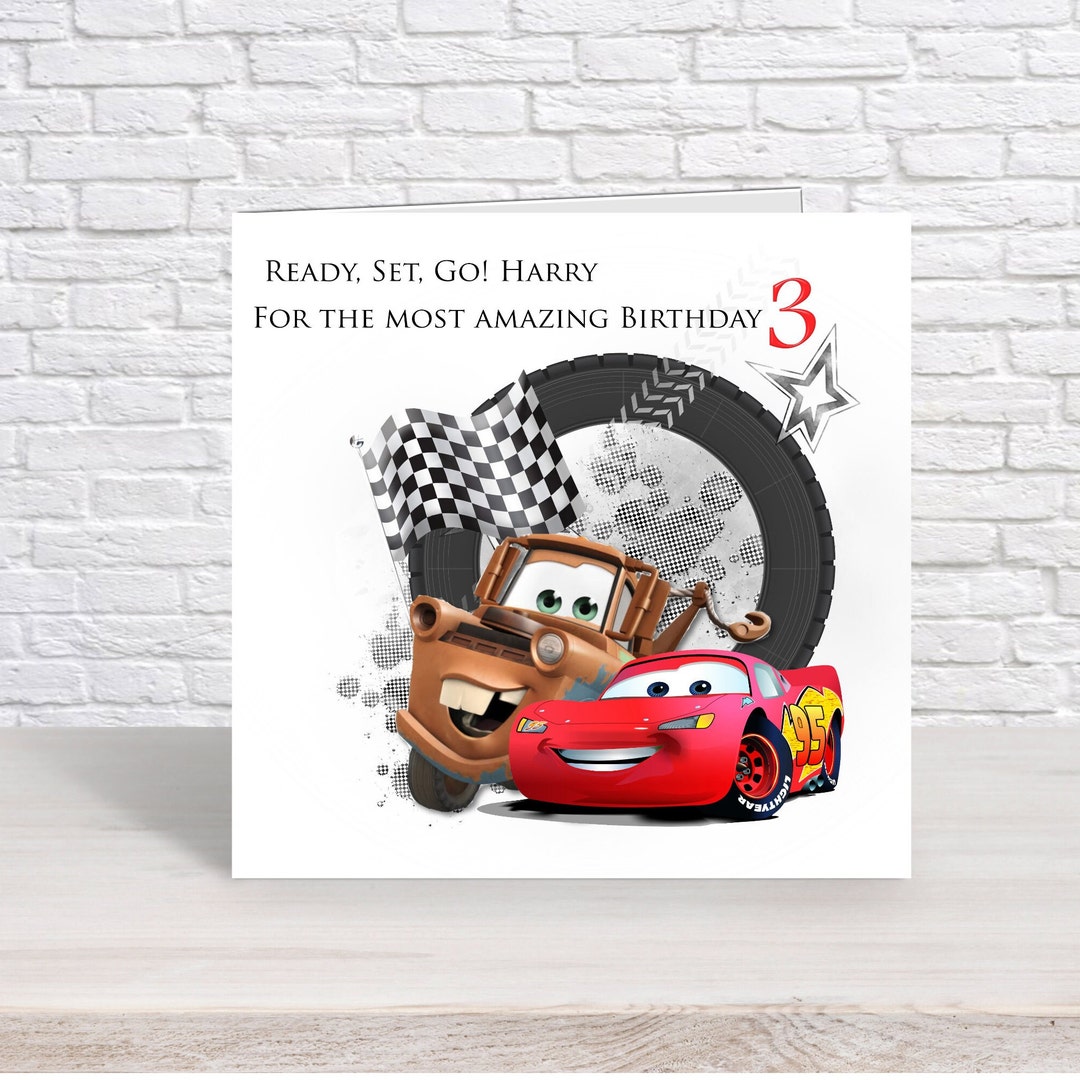 Personalised Disney Cars Birthday Card L Mcqueen and Mater L Any Name L ...