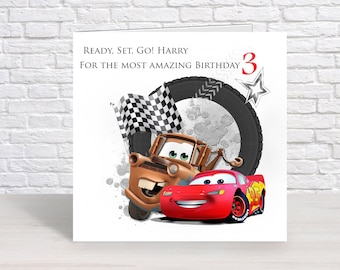 Personalised Disney Cars Birthday Card l McQueen and Mater l Any name l Any Quote l Handmade l Birthday card