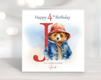 Personalised Paddington Bear Birthday Card l Son, Daughter I Grandchild I Boys or Girls I Any name or age  Free personalising 6 or 8" card