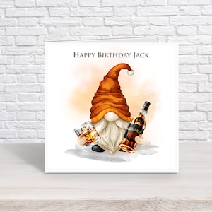 Tarjeta personalizada de cumpleaños/día del padre de Gnome Gonk l Whisky l Bourbon l Bebedor l Hijo l Hermano l Papá l Mejor amigo l Amigo