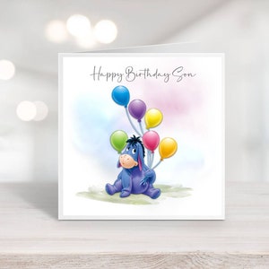 Niedliche personalisierte blaue Esel-Geburtstagskarte l beste Freunde l freies Personalisieren der 6 oder 8 "Karte