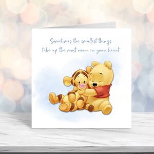 Jolie nouvelle carte de bébé personnalisée | Ours et tigre l Parents/grands-parents l Garçon | n'importe quel verset/message l Personnalisation gratuite