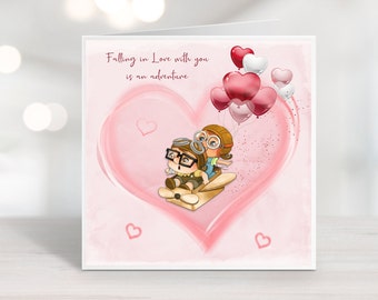 Tarjeta de aniversario personalizada: La aventura te espera, amor, la mayor aventura.