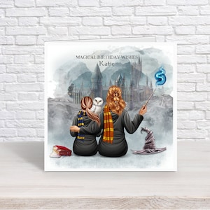 Gepersonaliseerde tovenaarsschool verjaardagskaart meisje/jongen | Beste vriend | Besties | Handgemaakte wenskaarten l Gratis ontwerp verzonden voordat het wordt gedrukt