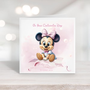 Biglietto di battesimo personalizzato di Minnie Mouse / Battesimo fatto a mano / Figlia, Nipote, Figlioccia / qualsiasi nome