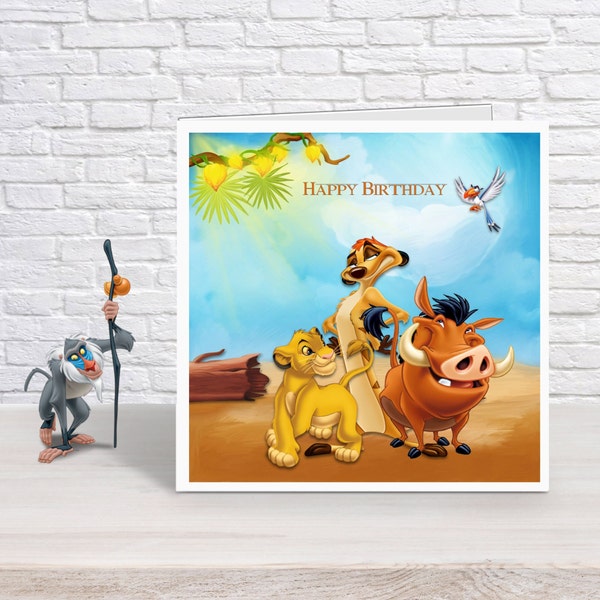 Carte d'anniversaire Disney Le Roi Lion personnalisée l Simba, Timon, Pubaa l N'importe quel nom l Fille l Fils l Ami l n'importe quel nom