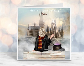 Personalized Wizard School Birthday Card | Handmade Greeting Card