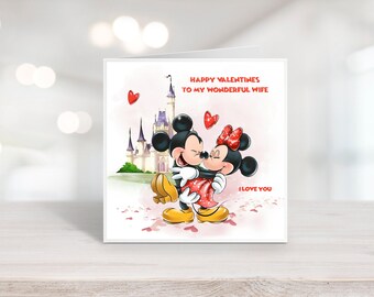 Personalised Disney Valentines Card l Mickey & Minnie l Love l Husband l Wife l Handmade Valentine