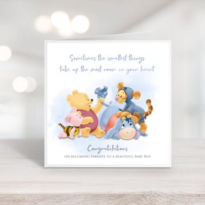 Leuke gepersonaliseerde beer Nieuwe babykaart l Ouders/grootouders l elk vers of bericht l Gratis personalisatie kaart van 6 of 8 inch