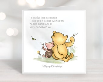 Pooh Bear friends Birthday card Personalised l Best Friends l Winnie the Pooh l any verse or message l Free personalising 6 or 8" card