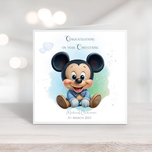 Carte de baptême de bébé souris mignonne personnalisée | Baptême | Fils, frère, neveu, petit-fils n'importe quel nom