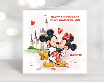 Personalised Anniversary Card Disney Mickey Mouse | Husband l Wife | Engagement | Birthday | Happy Couple
