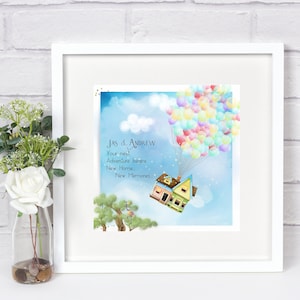FRAMED print l New Home l Greatest Adventure l Movie quote l Balloon House l Art Print Watercolour wall art