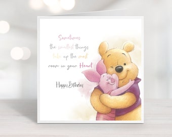 Pooh Bear & Piglet Personalised Birthday card l Best Friends l Winnie the Pooh l any verse or message l Free personalising 6 or 8" card