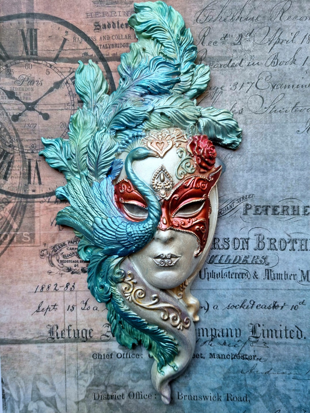 Large Italian Art Masquerade Peacock Lady Carnival Etsy Finland