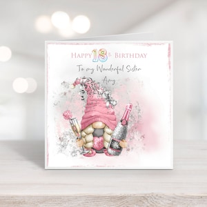 Carte d'anniversaire faite main | Carte personnalisée Gnome Gonk l Célébrez l Un anniversaire important l Maman l Soeur l Petite amie l Meilleur ami l N'importe quel nom