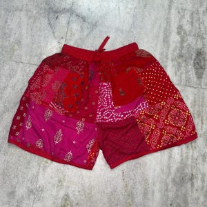 Handmade Patchwork Rayon Shorts: Boho Hippie Lounge Wear